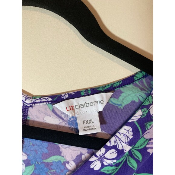 Liz Claiborne Woman's Blouse PXXL - V Neck - Split Short Sleeves - *NEW* - Picture 2 of 5